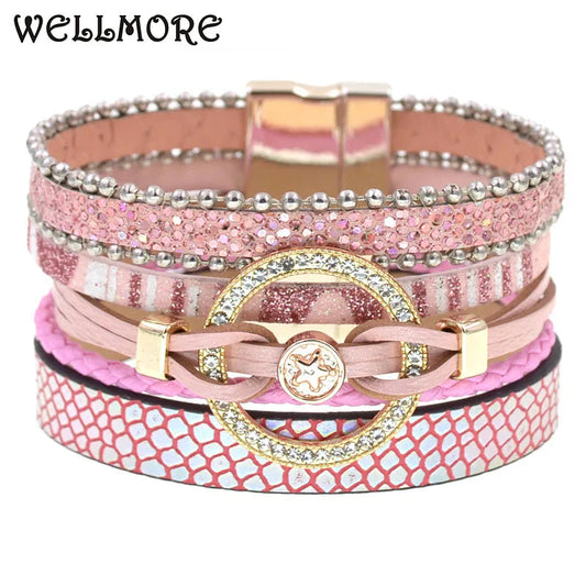 Charm Leather Bracelets For Women Trendy Boho bracelet Multilayer Wrap Bracelet women Female Jewelry Good Vibrations