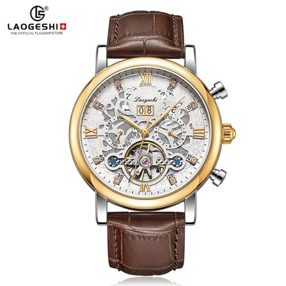 Automatic Watch Custom Logo Man Glow in Dark Watch Calendar Skeleton for Mens Diamond Watches Golden Wrist Luxury Tourbillon Good Vibrations