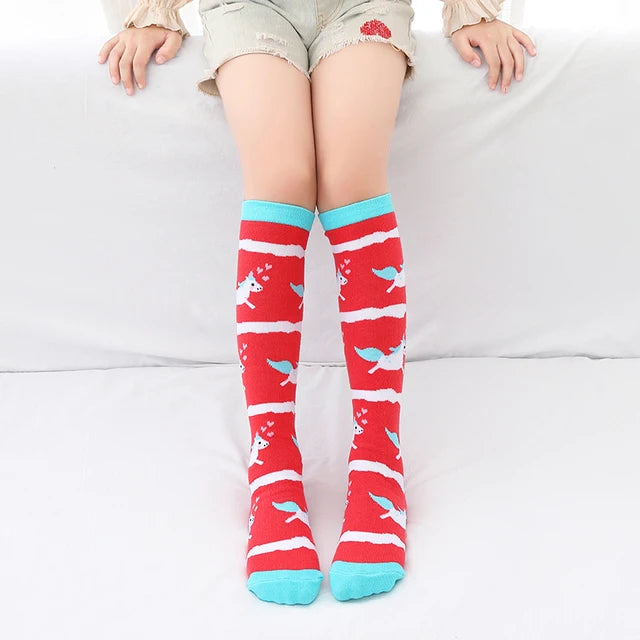 toddler child high knee Socks Three-dimensional cute Cartoon fox cat unicorn Cotton Over knee kids baby girls Sock Spring Autumn Good Vibrations