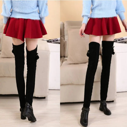2018 New Fashion Casual Women Warm Winter Knitted Leg Warmers Knitted Socks Crochet Long Boots Socks with Hairball Good Vibrations