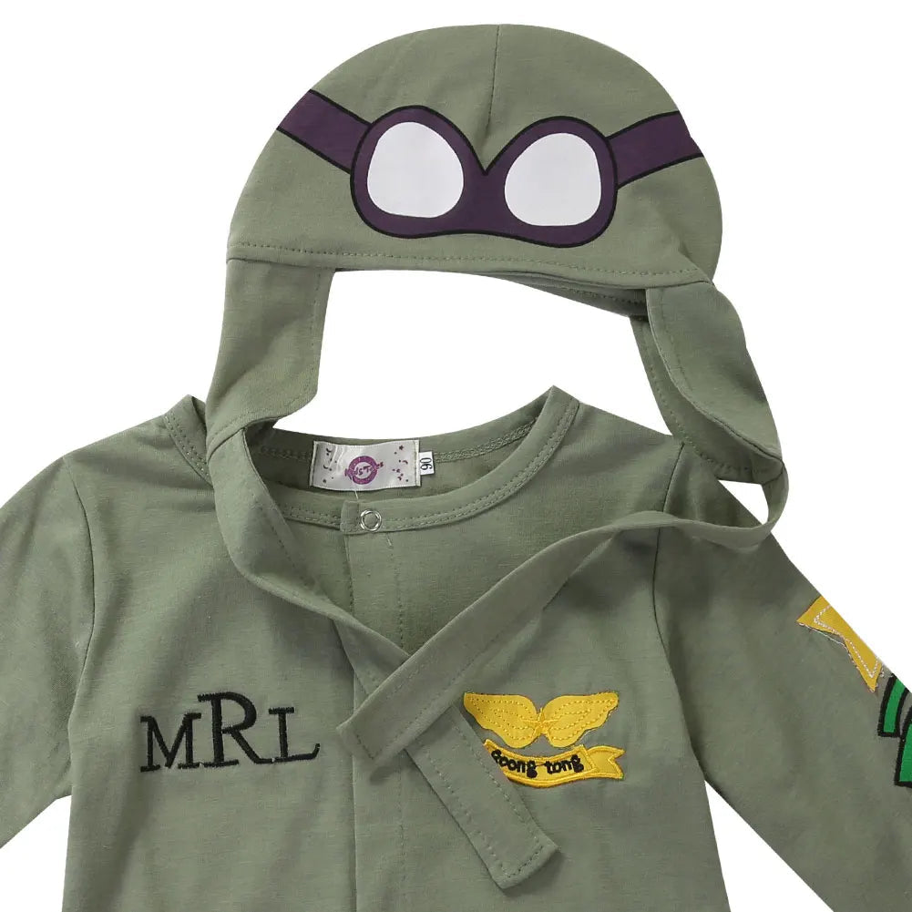 2019 Brand New Newborn Toddler Baby Boy Children Clothes Rompers+Hat Cap Jumpsuit Outfits Green Pilot's Coat 2Pcs Outfits Good Vibrations