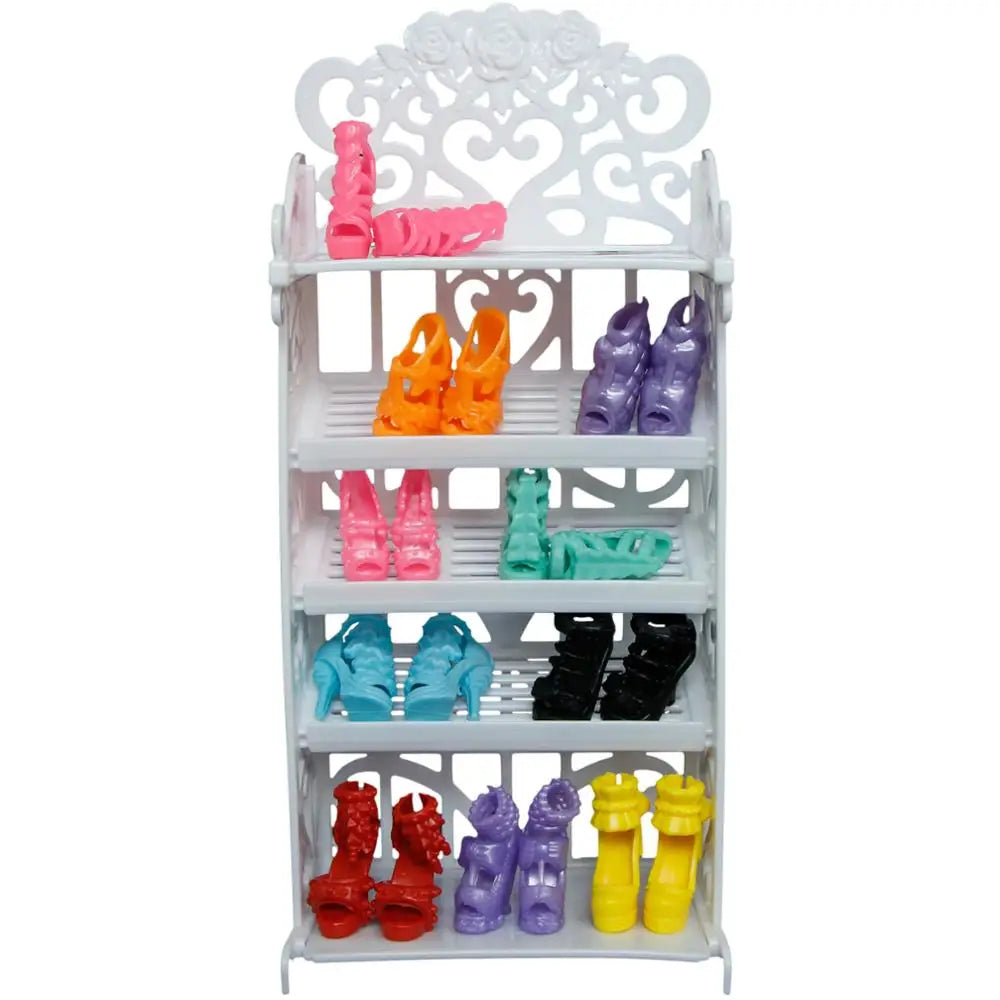 Mixed Doll Accessories Shoe Rack Pink Bed Bike Bag Sofa Dresser Display Doll Holder Dollhouse Furniture for 30cm Girl Doll Toy Good Vibrations