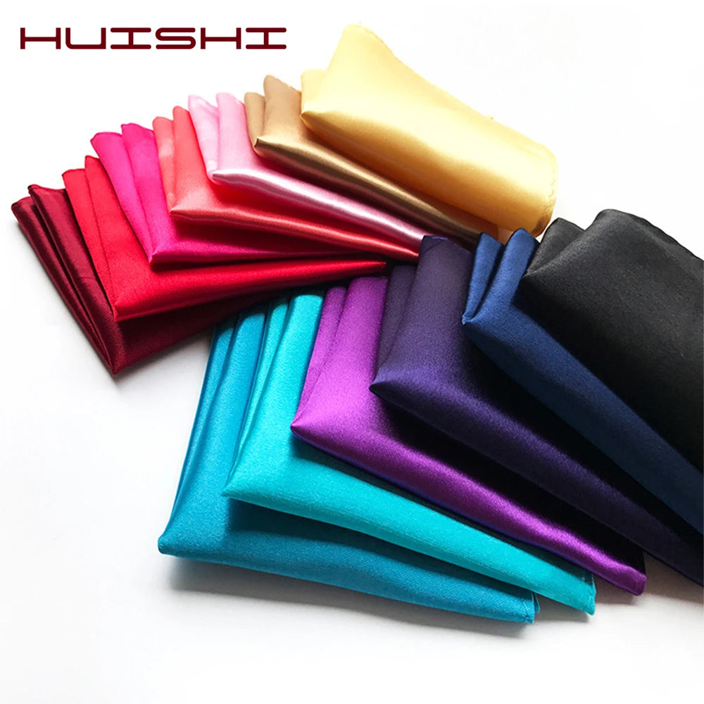 HUISHI Solid Handkerchief Vintage Fashion Party Pocket Hanky For Suit Men's Handkerchief Groomsmen Pocket Square Hanker Good Vibrations