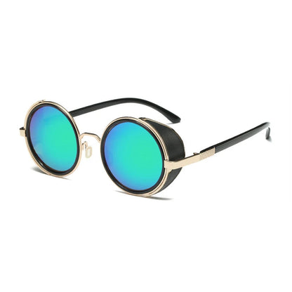 Retro Steampunk Sunglasses Men Women Round Metal Shields Sun Glasses Brand Designer Fashion Eyewear Mirror Lens UV400 Good Vibrations