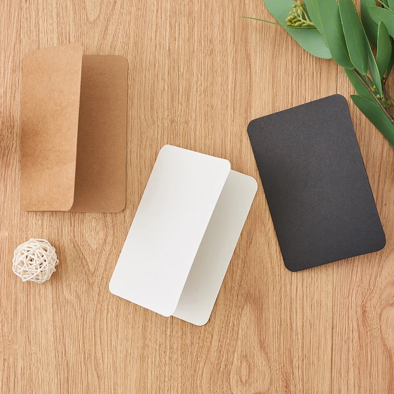 DIY Handmade Invitation Card 10PCS Blank Kraft Paper Gift Bouquet Message Card Folding Greeting Card For Festival Birthday Decor Good Vibrations