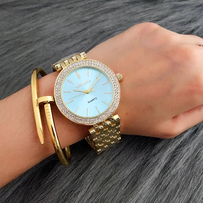 CONTENA Fashion Luxury Silver Watch Women Watches Rhinestone Women's Watches Ladies Watch Stainless Steel Clock reloj mujer Good Vibrations