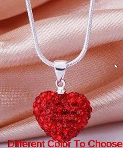10pcs/lot 10*14mm Mix multicolor white rose silver plated snake chain heart beads crystal  necklace women men gift u352 Good Vibrations