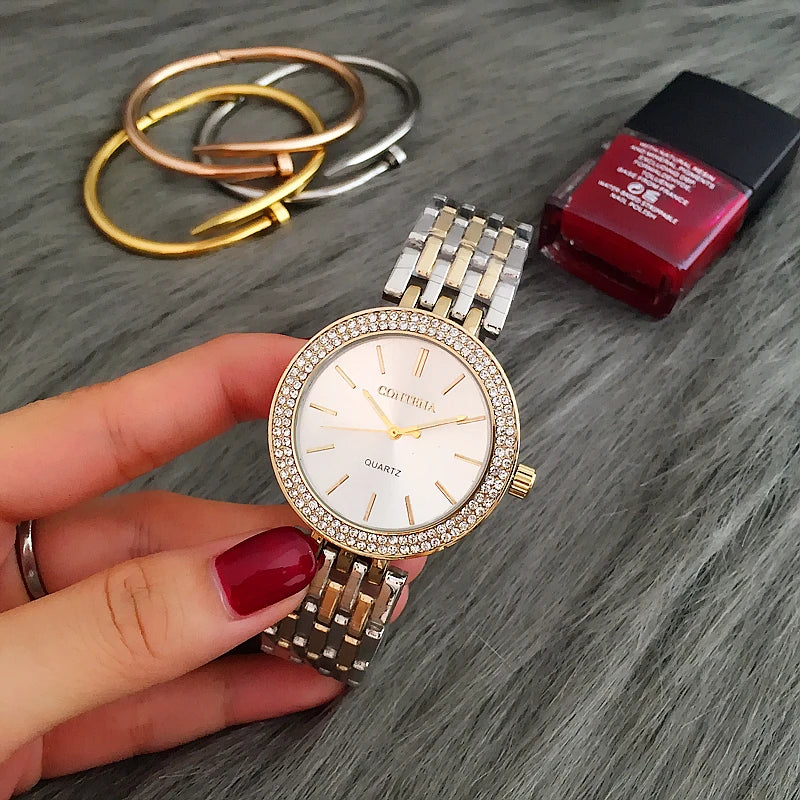 CONTENA Fashion Luxury Silver Watch Women Watches Rhinestone Women's Watches Ladies Watch Stainless Steel Clock reloj mujer Good Vibrations