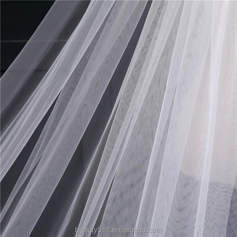 Wholesale New Grance Long Lace Bridal Wedding Veilwhite One-layer Bell Flower Wedding Lace Veil Fashionable Long Tulle HL26 Good Vibrations