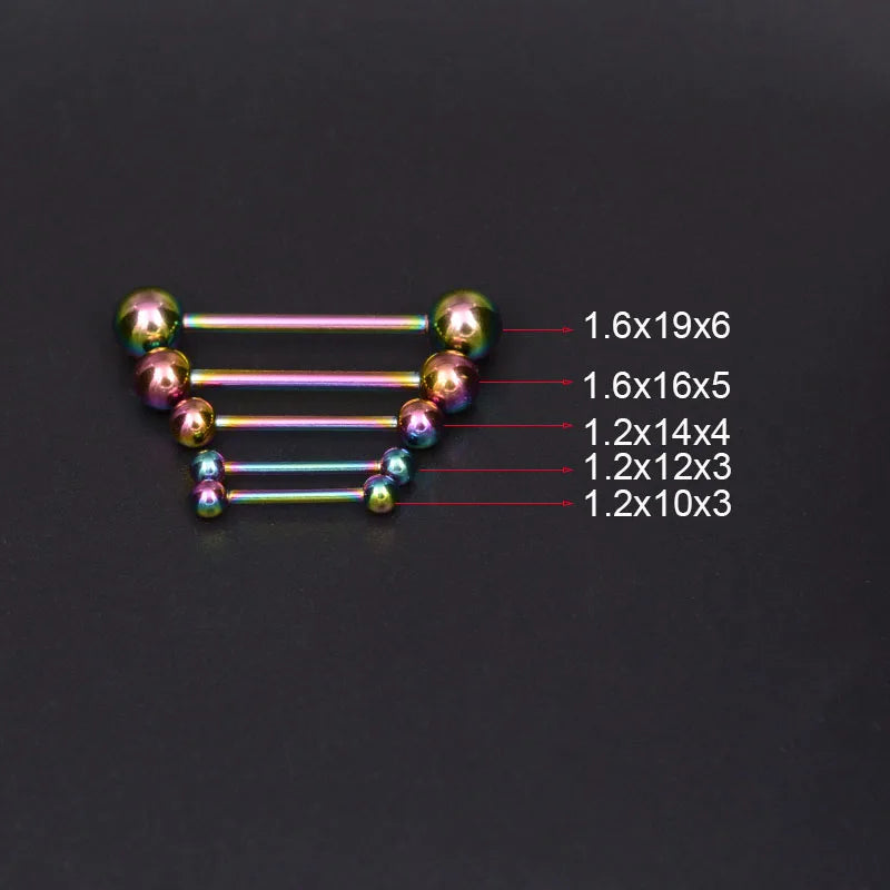 2 Pcs Tongue Piercing Titanium Plated Piercing Tongue Rings Bars Girls 14G Tongue Piercing Industrial Barbells Quality Body Ring Good Vibrations