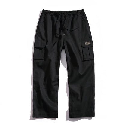 Men Multi-pocket Elastic Waist Design Harem Pant Street Punk Hip Hop Red Casual Trousers Joggers Male Army Cargo Pants 5XL Good Vibrations