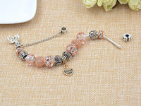 Classic Rose Gold Color Ball Charm Bracelets Diy I Love You Heart Pendant Beaded Jewelry Bracelets for Gift Good Vibrations
