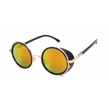 Retro Steampunk Sunglasses Men Women Round Metal Shields Sun Glasses Brand Designer Fashion Eyewear Mirror Lens UV400 Good Vibrations