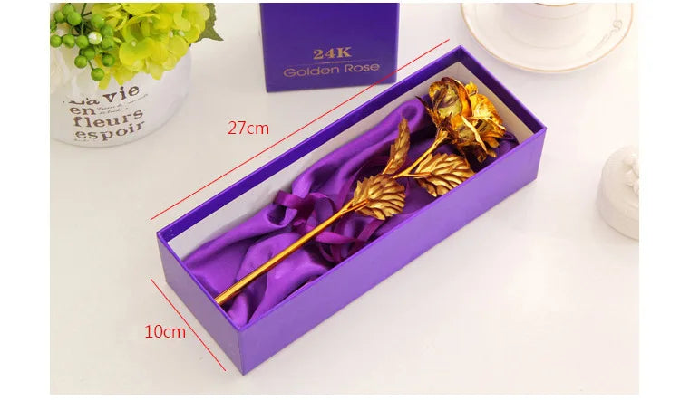 Best Gift For Girlfriend Golden Rose Wedding Decoration Golden Flower Valentine's Day Gift Gold Rose Gold Flower with Box  -15 Good Vibrations