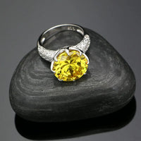 925 Sterling Silver Bridal Jewelry Sets For Women Yellow Cubic Zirconia Earrings Pendant Ring Bracelet Necklace Set Good Vibrations