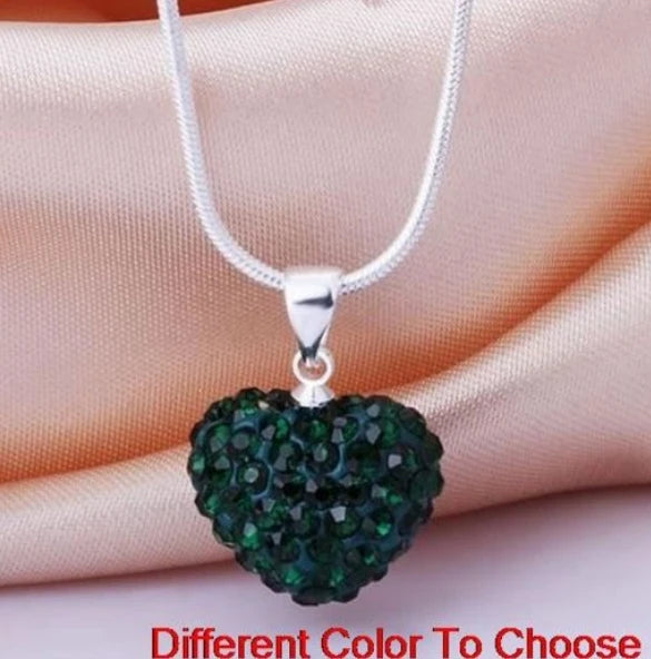 10pcs/lot 10*14mm Mix multicolor white rose silver plated snake chain heart beads crystal  necklace women men gift u352 Good Vibrations