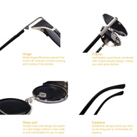 Retro Steampunk Sunglasses Men Women Round Metal Shields Sun Glasses Brand Designer Fashion Eyewear Mirror Lens UV400 Good Vibrations