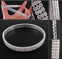 1/2/3/4/5 Rows Bracelet Fashion Wedding Jewelry For Bridal, Crystal Rhinestone Stretch Bracelet Bangle Bling Wristband For Women Good Vibrations
