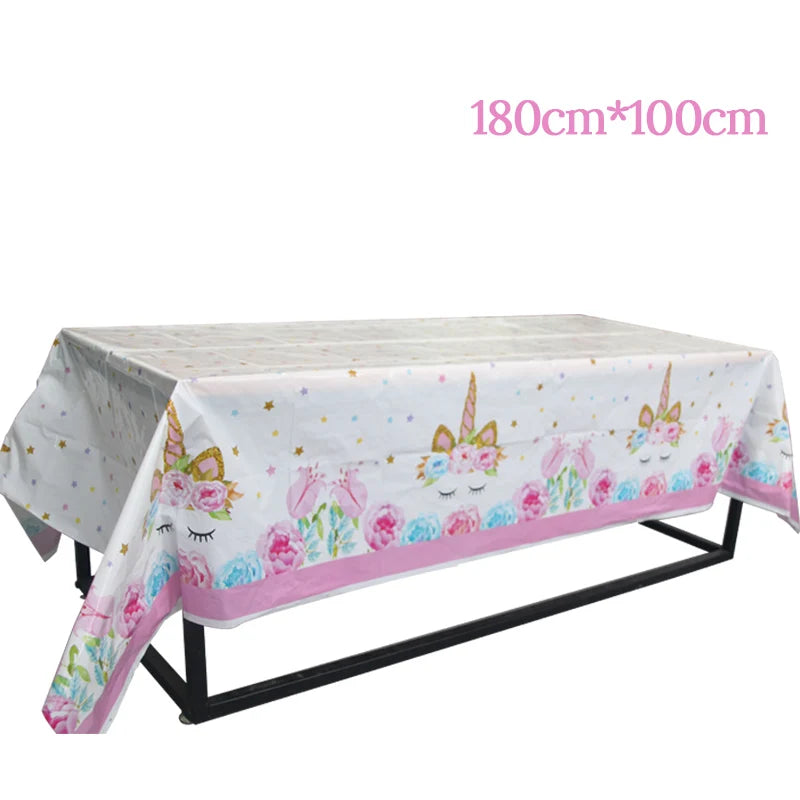 Unicorn Decoration Birthday Party Decor Kids Unicorn Disposable Tableware set Unicornio Baby Shower Girl Birthday Party Supplies Good Vibrations