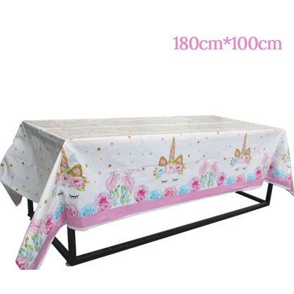 Unicorn Decoration Birthday Party Decor Kids Unicorn Disposable Tableware set Unicornio Baby Shower Girl Birthday Party Supplies Good Vibrations