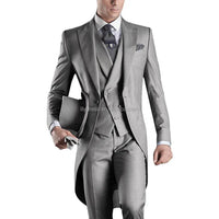 HD071 Hot Sale Grey Mens Tailcoat Wedding Suits for Men Groomsmen Suits 3 Pieces Groom Wedding Peaked Lapel Men Suit Good Vibrations
