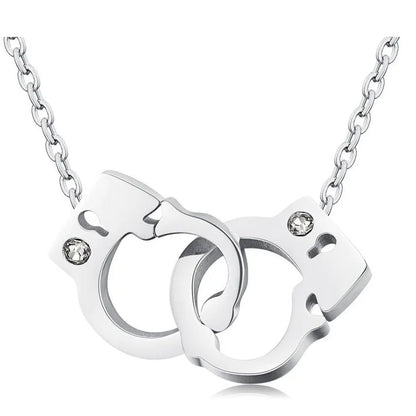 Wholesale Creative Jewelry Stainless Steel Crystal Handcuffs Mini Gift Pendant Necklace for Women Good Vibrations