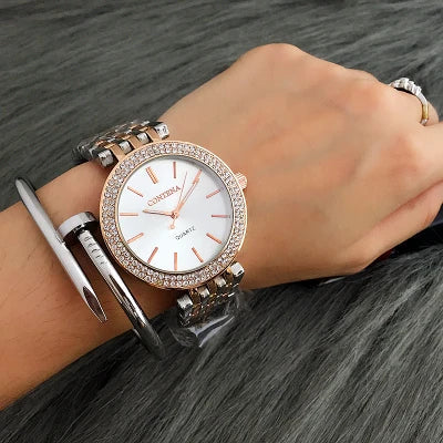 CONTENA Fashion Luxury Silver Watch Women Watches Rhinestone Women's Watches Ladies Watch Stainless Steel Clock reloj mujer Good Vibrations