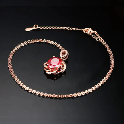 Simple Red Crystal Pendant Necklace Rose Gold Color for Women Party Engagement Jewelry Christmas Gift N615 Good Vibrations
