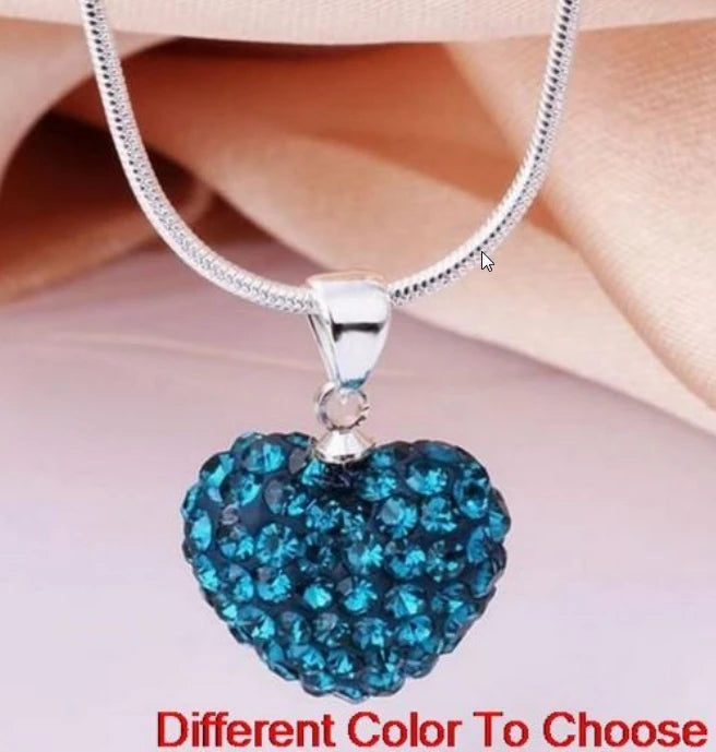 10pcs/lot 10*14mm Mix multicolor white rose silver plated snake chain heart beads crystal  necklace women men gift u352 Good Vibrations