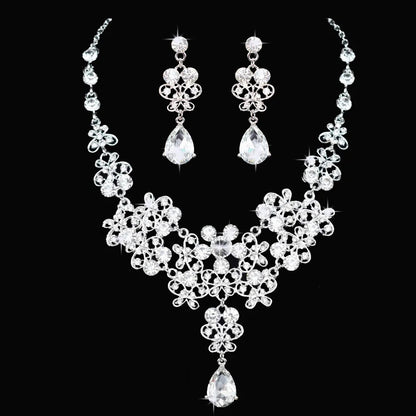 Luxury Crystal Wedding Bridal Jewelry Sets Women/Girl Gold Color Tiara/Crown Earrings Choker Necklace Bride Jewelry Set Good Vibrations Adult Super Store