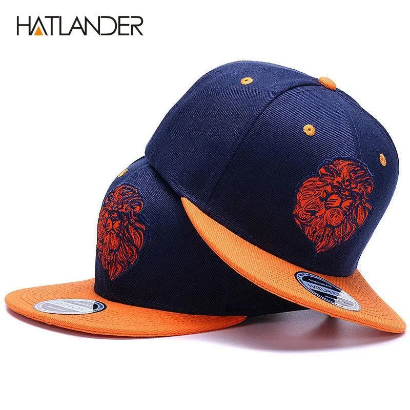 High quality lion face embroidery snapback cap cool king hip hop hat for boys and girls Good Vibrations