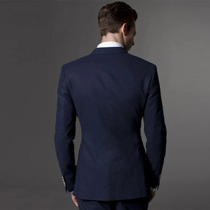 Men Suit Men Tuxedo  Made Wedding Suits For Men Tailored Light Navy Blue Mens Suits Good Vibrations