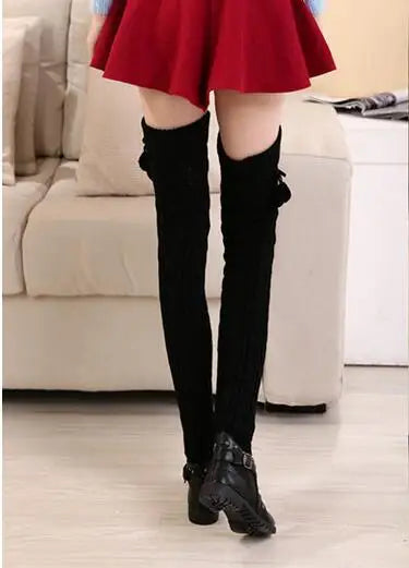 2018 New Fashion Casual Women Warm Winter Knitted Leg Warmers Knitted Socks Crochet Long Boots Socks with Hairball Good Vibrations