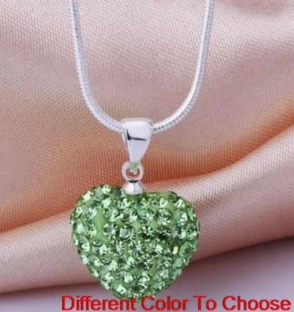 10pcs/lot 10*14mm Mix multicolor white rose silver plated snake chain heart beads crystal  necklace women men gift u352 Good Vibrations