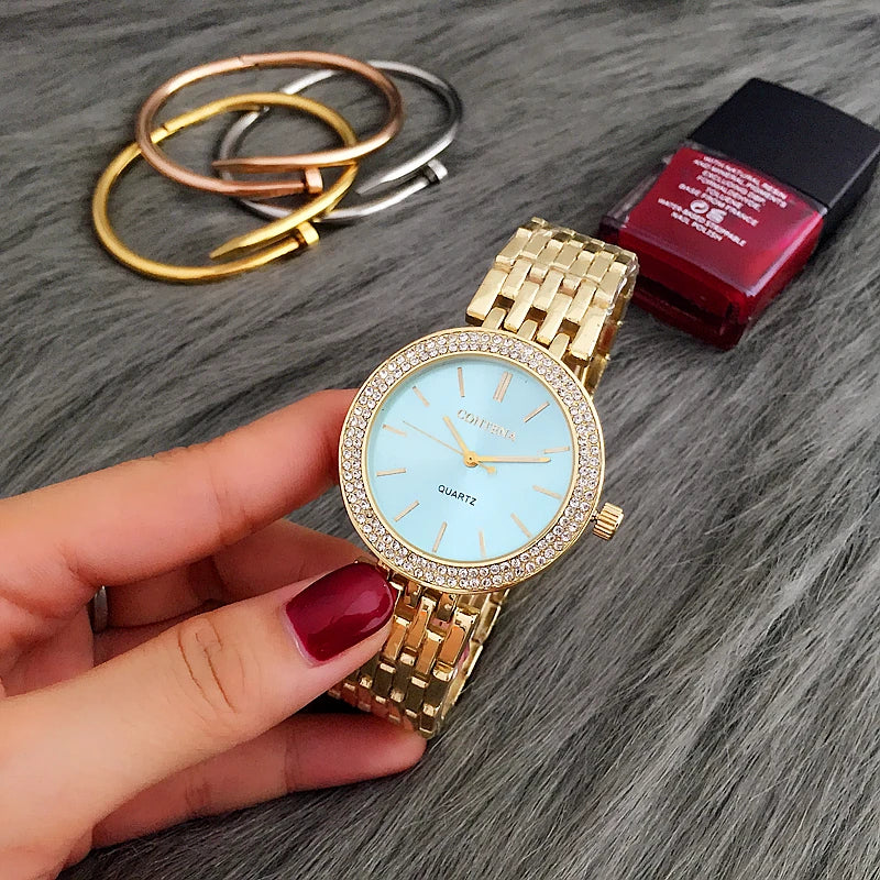 CONTENA Fashion Luxury Silver Watch Women Watches Rhinestone Women's Watches Ladies Watch Stainless Steel Clock reloj mujer Good Vibrations