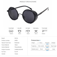 Retro Steampunk Sunglasses Men Women Round Metal Shields Sun Glasses Brand Designer Fashion Eyewear Mirror Lens UV400 Good Vibrations