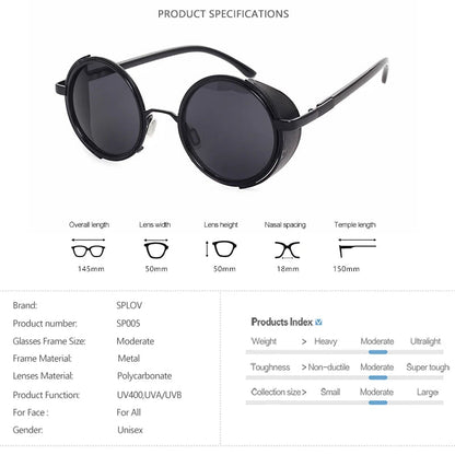 Retro Steampunk Sunglasses Men Women Round Metal Shields Sun Glasses Brand Designer Fashion Eyewear Mirror Lens UV400 Good Vibrations