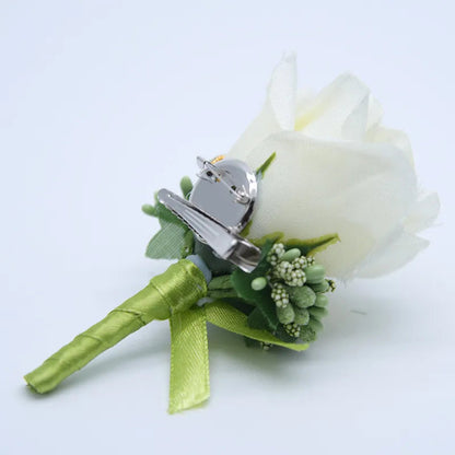 YO CHO Wedding Bouquet Artificial Rose Flowers Blue Brooch Corsages Glitter Rhinestone Ribbon Lace Classic Prom Boutonniere Pins Good Vibrations