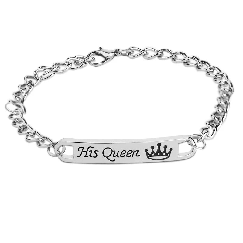 his queen her king Bracelets for lovers Women Bending statement couple Gift imperial crown bracelet for girlfriend boyfriend Good Vibrations