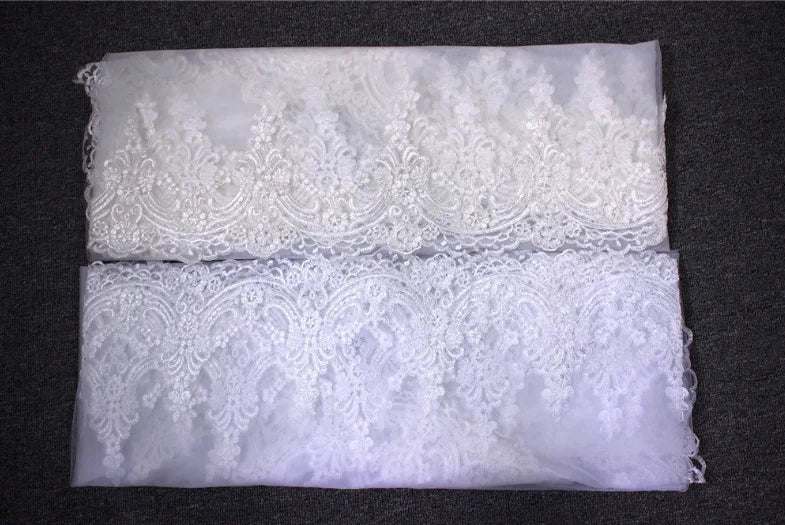 Morili New Style White Ivory 3 Meters Long Bridal Accessory One Layer Lace Wedding Veils with Comb MVA364 Good Vibrations