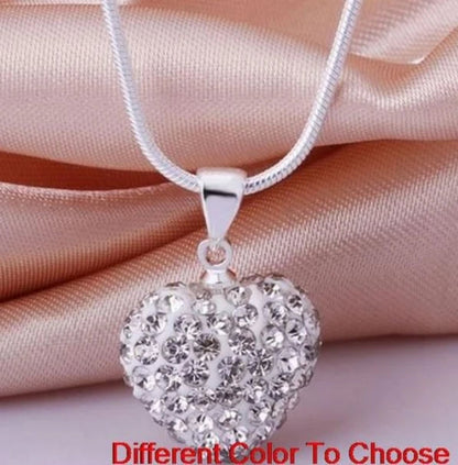 10pcs/lot 10*14mm Mix multicolor white rose silver plated snake chain heart beads crystal  necklace women men gift u352 Good Vibrations