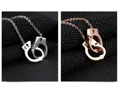 Wholesale Creative Jewelry Stainless Steel Crystal Handcuffs Mini Gift Pendant Necklace for Women Good Vibrations