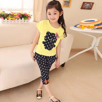 Girls Summer Casual Clothes Set Children Short Sleeve Cartoon T-shirt + Short Pants Sport Suits Girl Clothing Sets for Kids Good Vibrations