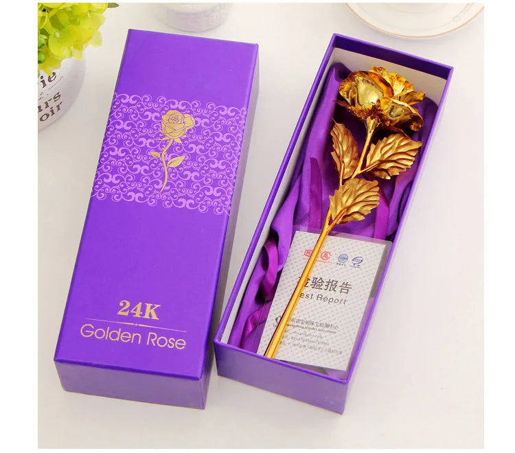 Best Gift For Girlfriend Golden Rose Wedding Decoration Golden Flower Valentine's Day Gift Gold Rose Gold Flower with Box  -15 Good Vibrations