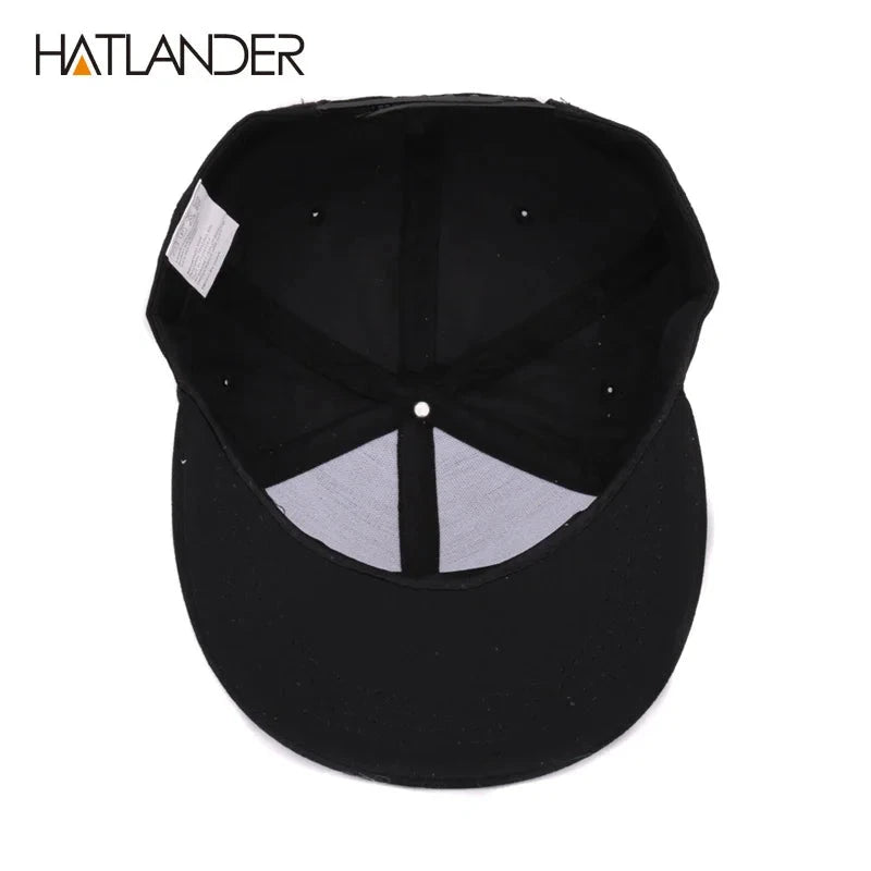 [HATLANDER]Embroidery Skull baseball caps hats hip hop snapbacks flat brim bones gorra sports snapback caps for men women unisex Good Vibrations