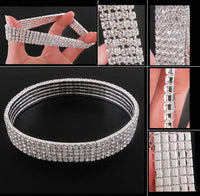 1/2/3/4/5 Rows Bracelet Fashion Wedding Jewelry For Bridal, Crystal Rhinestone Stretch Bracelet Bangle Bling Wristband For Women Good Vibrations
