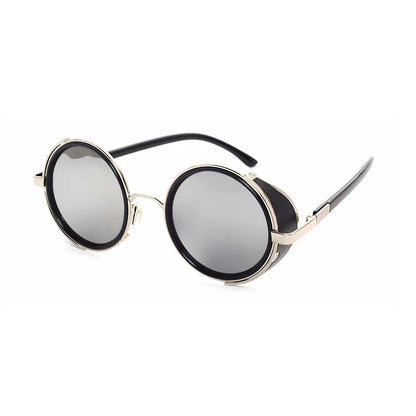 Retro Steampunk Sunglasses Men Women Round Metal Shields Sun Glasses Brand Designer Fashion Eyewear Mirror Lens UV400 Good Vibrations