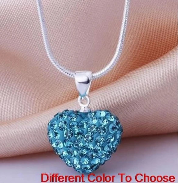 10pcs/lot 10*14mm Mix multicolor white rose silver plated snake chain heart beads crystal  necklace women men gift u352 Good Vibrations