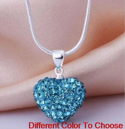 10pcs/lot 10*14mm Mix multicolor white rose silver plated snake chain heart beads crystal  necklace women men gift u352 Good Vibrations