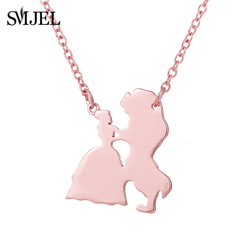 2025 New Movie Jewelry Beauty and the Beast Necklace for Women Prince Princess Pendant Necklaces Lover Accessories Gifts Good Vibrations Adult Super Store